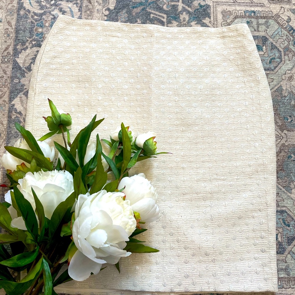 Ann Taylor Factory white skirt with silver polka dots- Size 8P